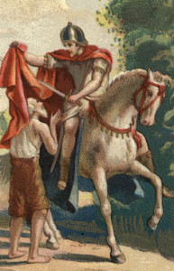 San Martino dona metà del suo mantello al mendicante